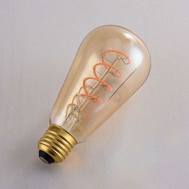 Lumara Spiral Filament E27 Bulb — 1800K, Amber Glass detail