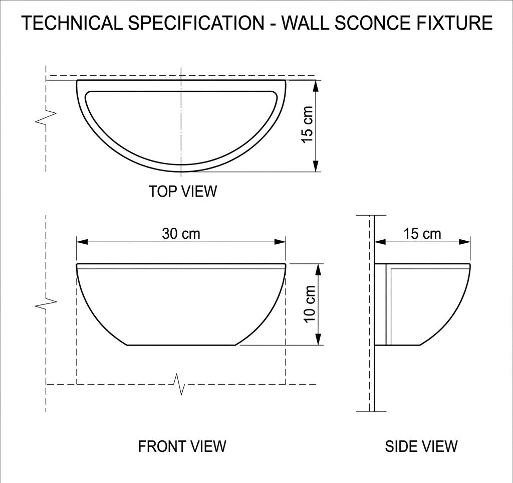 Dimensions for Bianca Paintable Up/Down Wall Light — Plaster, White