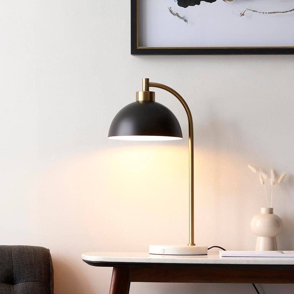 Aimee Task Table Lamp — Matt Black, Gold & Marble