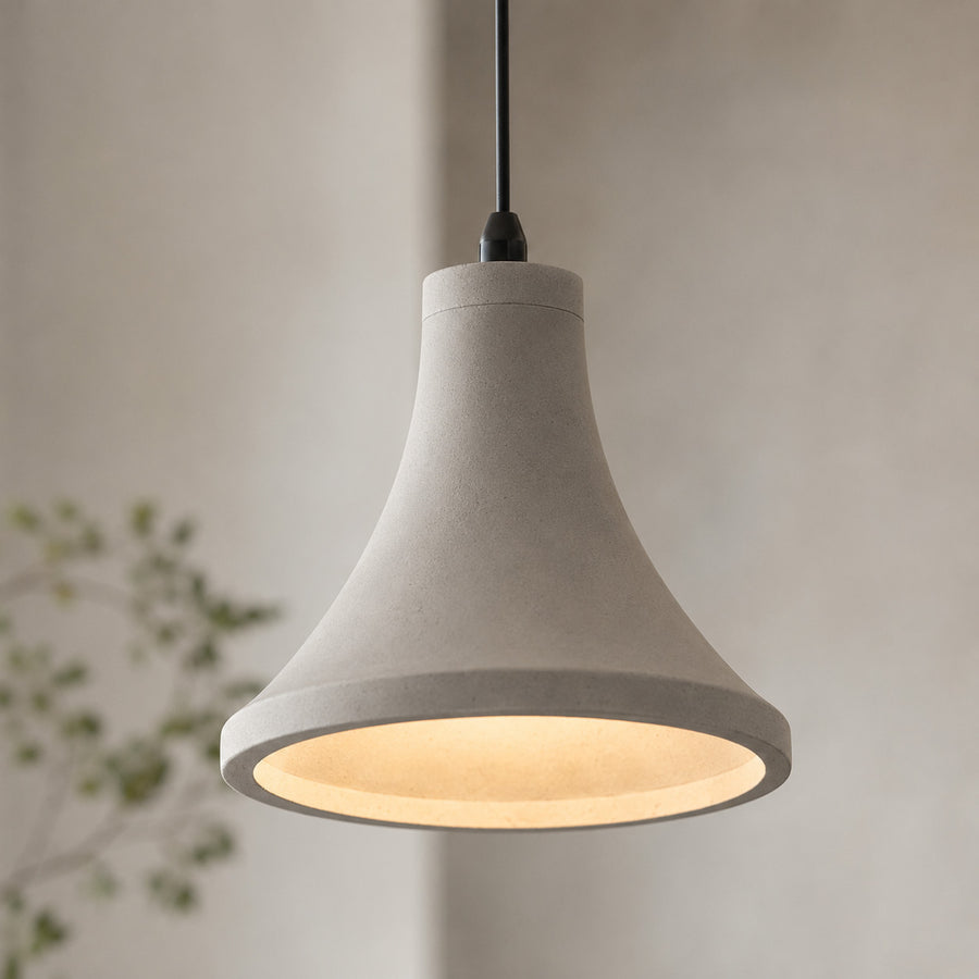 Ando Concrete Pendant Light — Natural Grey, Bell