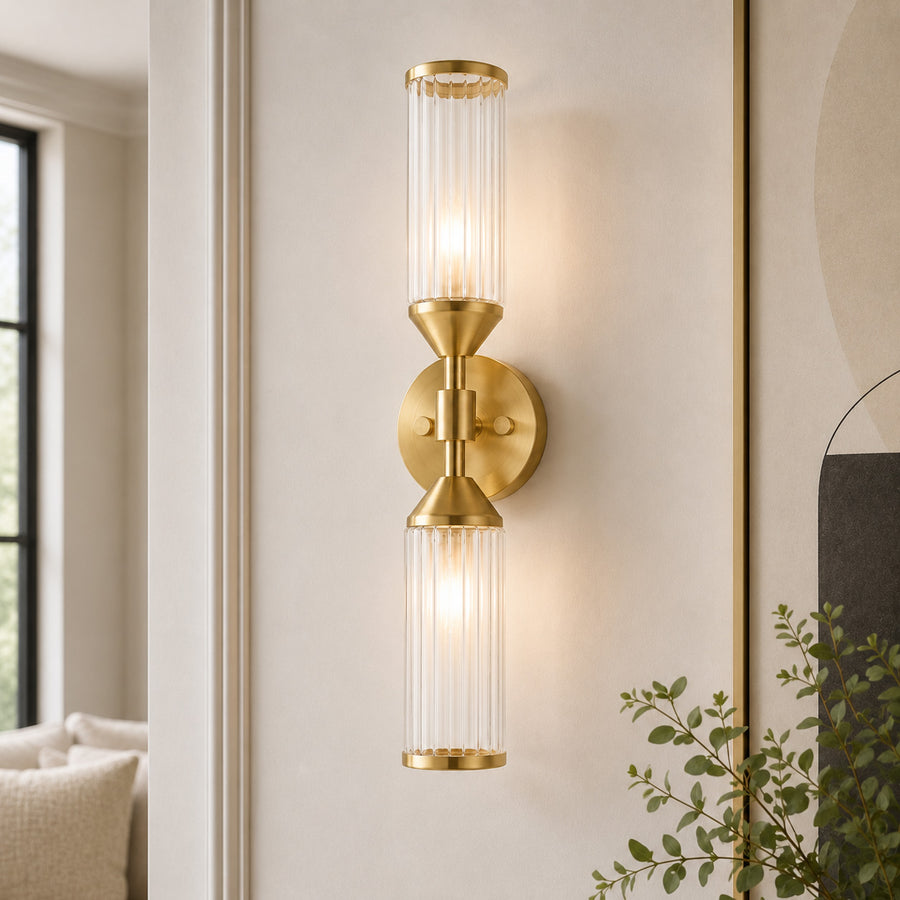Apollo Cylinder Wall Light — Glass, Gold