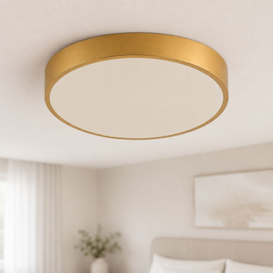 Aurelia Modern Round LED Ceiling Light — Dimmable, Gold