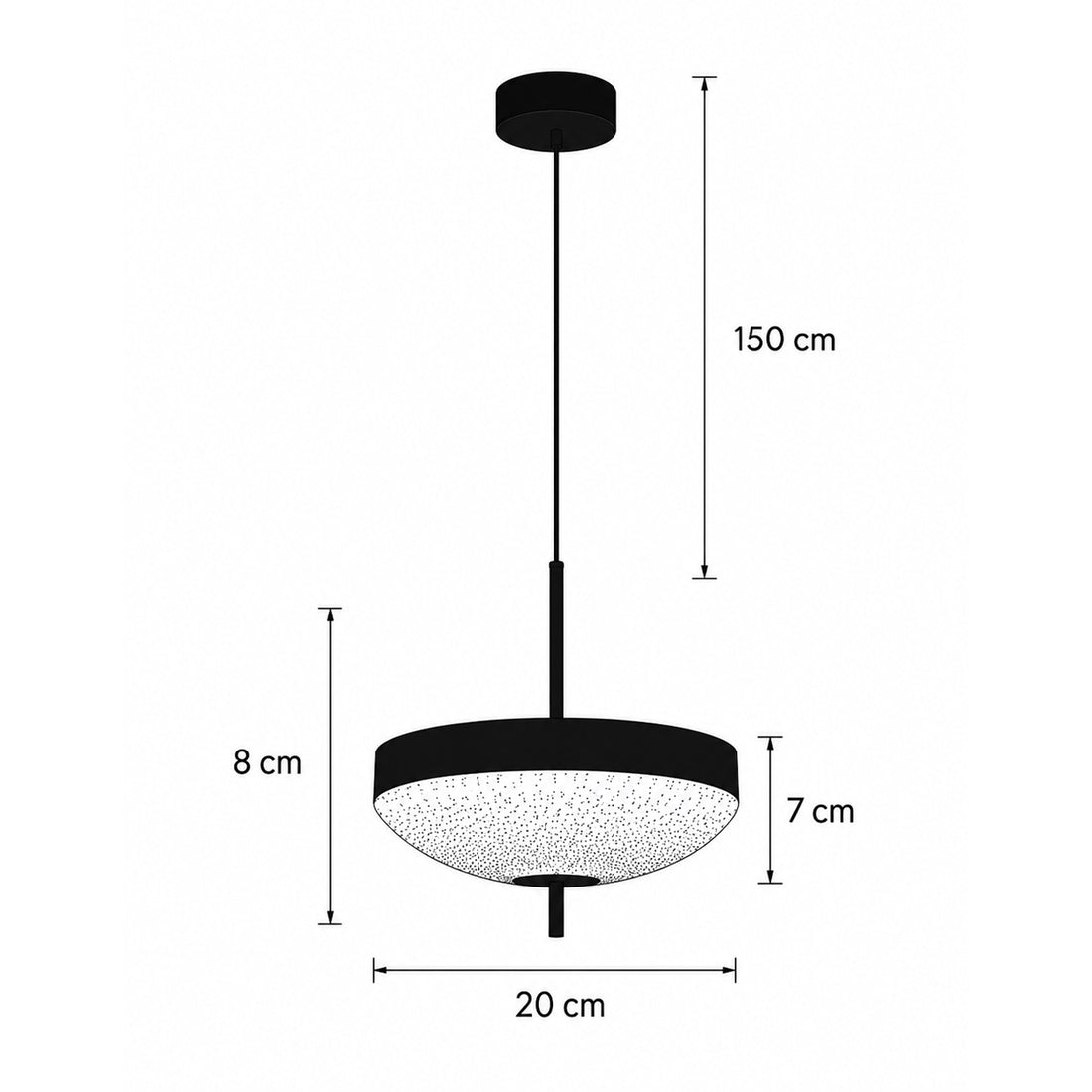 Dimensions for Burkina Antique Glass Pendant Light — Antiqued Metal, 20cm
