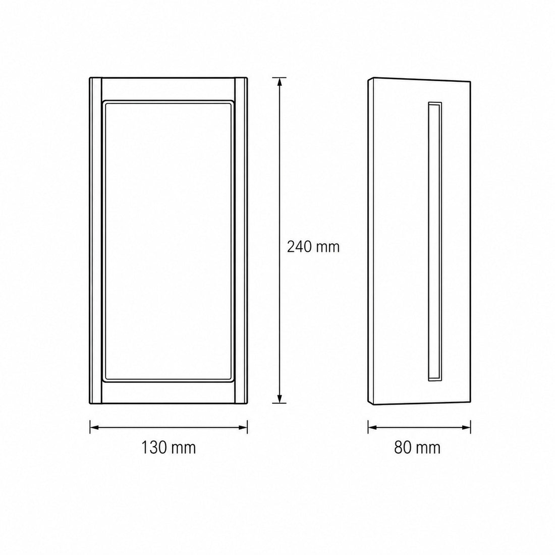Dimensions for Compact LED Outdoor Wall Light — Anthracite, 24cm