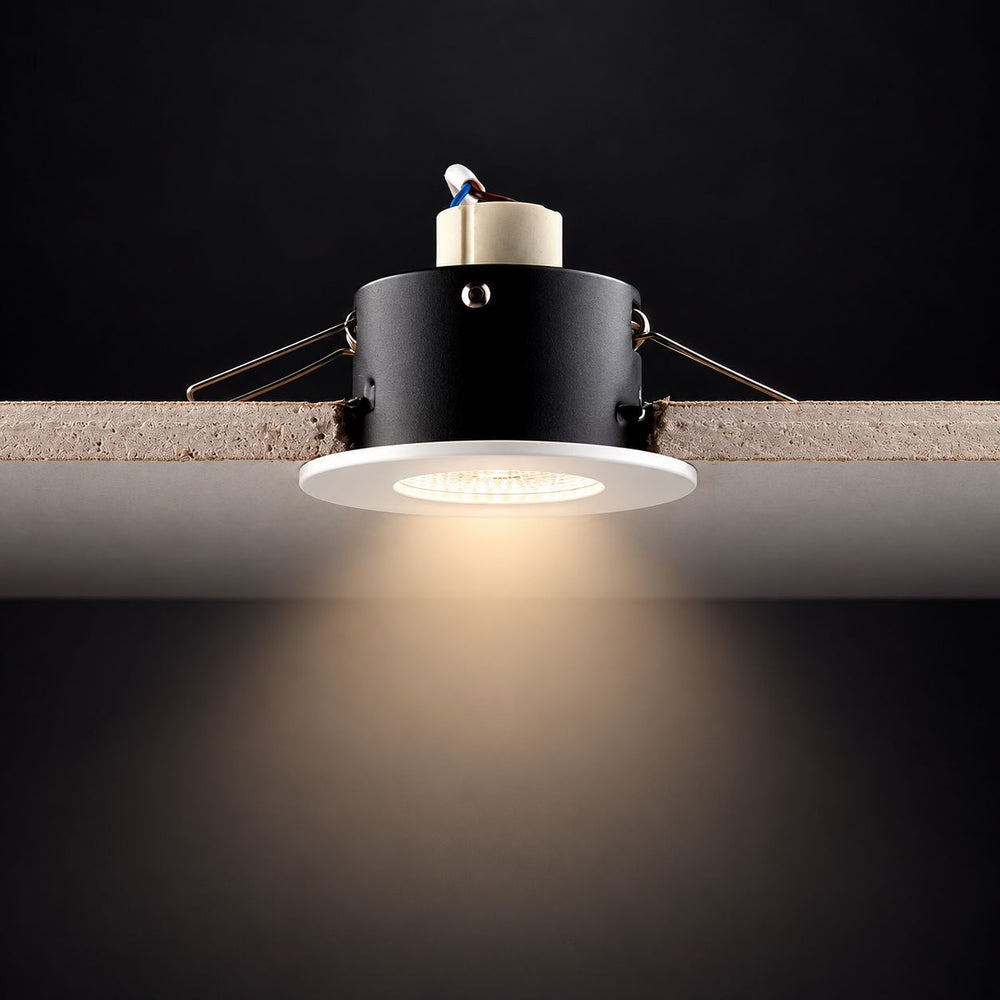 Creo Smart RGB Fire Rated Downlight — Matt White, IP20 after dark