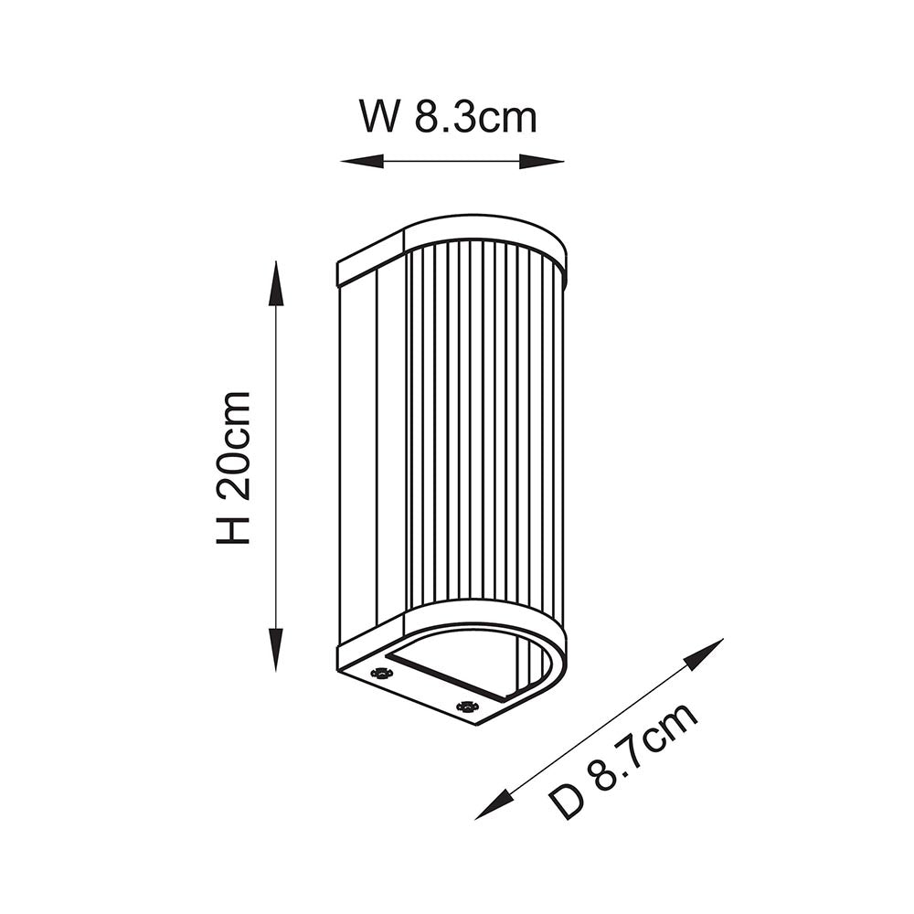 Dimensions for Halo Ribbed Wall Sconce — Glass, Antique Brass