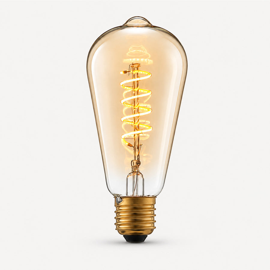 Helix Spiral Filament E27 LED Bulb — Tinted Amber, Dimmable