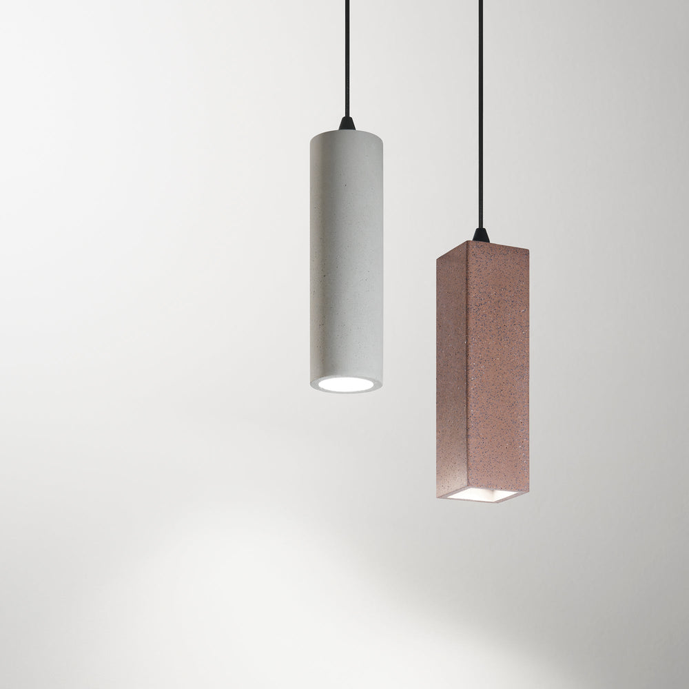 Kruk Concrete Pendant Light — Natural Grey, Tube in a room