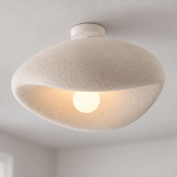 Kaia Curved Stone-Effect Ceiling Light — White, 60 cm
