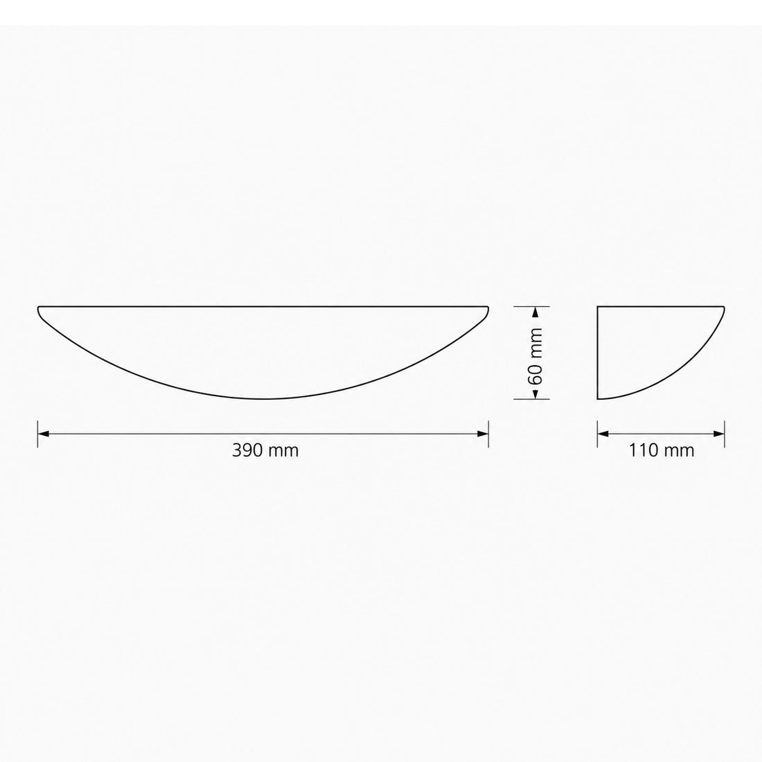 Dimensions for Livigno Wall Light — Paintable White Plaster, Uplight
