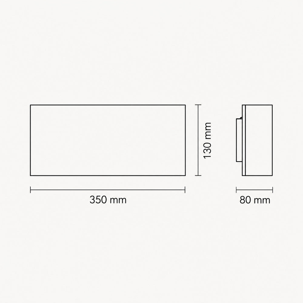 Dimensions for Mood Wall Light — Paintable White Plaster, Up & Down
