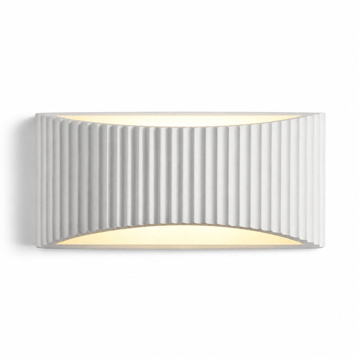 Onda Ribbed Paintable Up Down Wall Light — Plaster, White