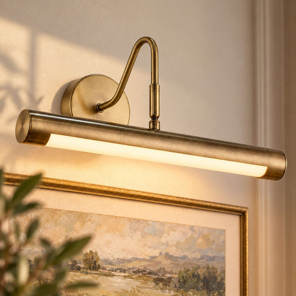 Oriel Rechargeable Picture Light — Antique Brass, 35cm