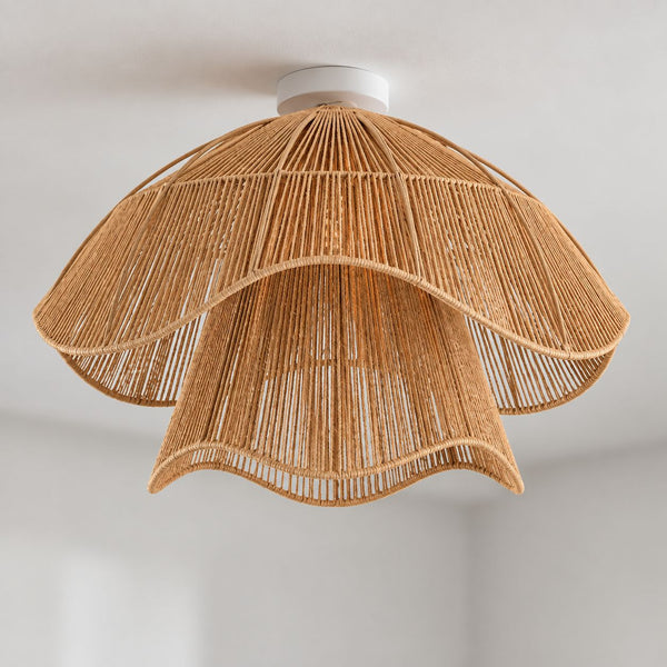 Ravel Woven Paper Cord Ceiling Light — White & Natural