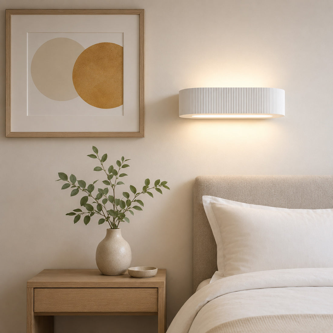 How Bellona Ribbed Plaster Wall Light — Paintable White lights a room