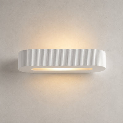 Bellona Ribbed Plaster Wall Light — Paintable White