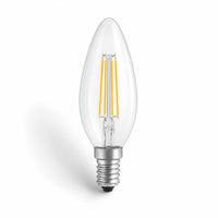 Solara E14 LED Candle Bulb — Dimmable, Clear, Warm White