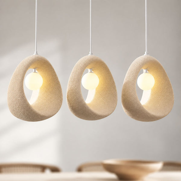 Umi Stone-Effect LED Pendant Light — 3 Lights, Linear