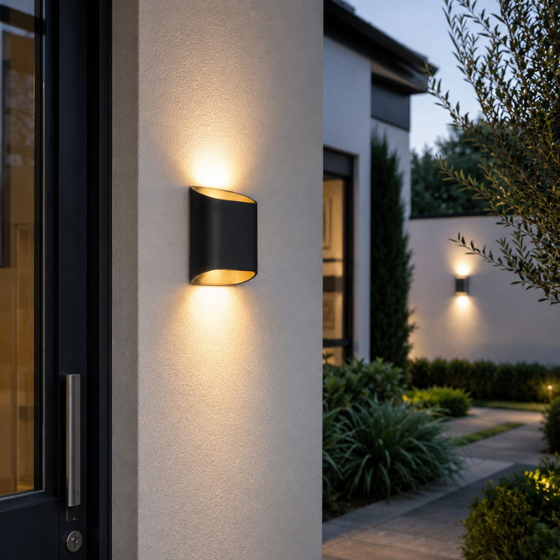 Varna Modern Up/Down Outdoor LED Wall Light — Aluminium, Matt Black