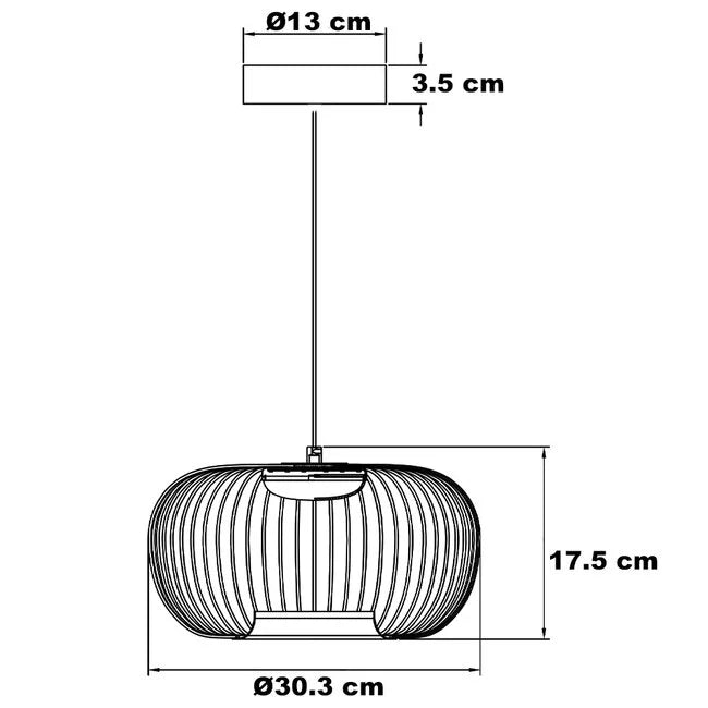 Dimensions for Solna Openwork Cage Pendant Light — Dimmable, Black