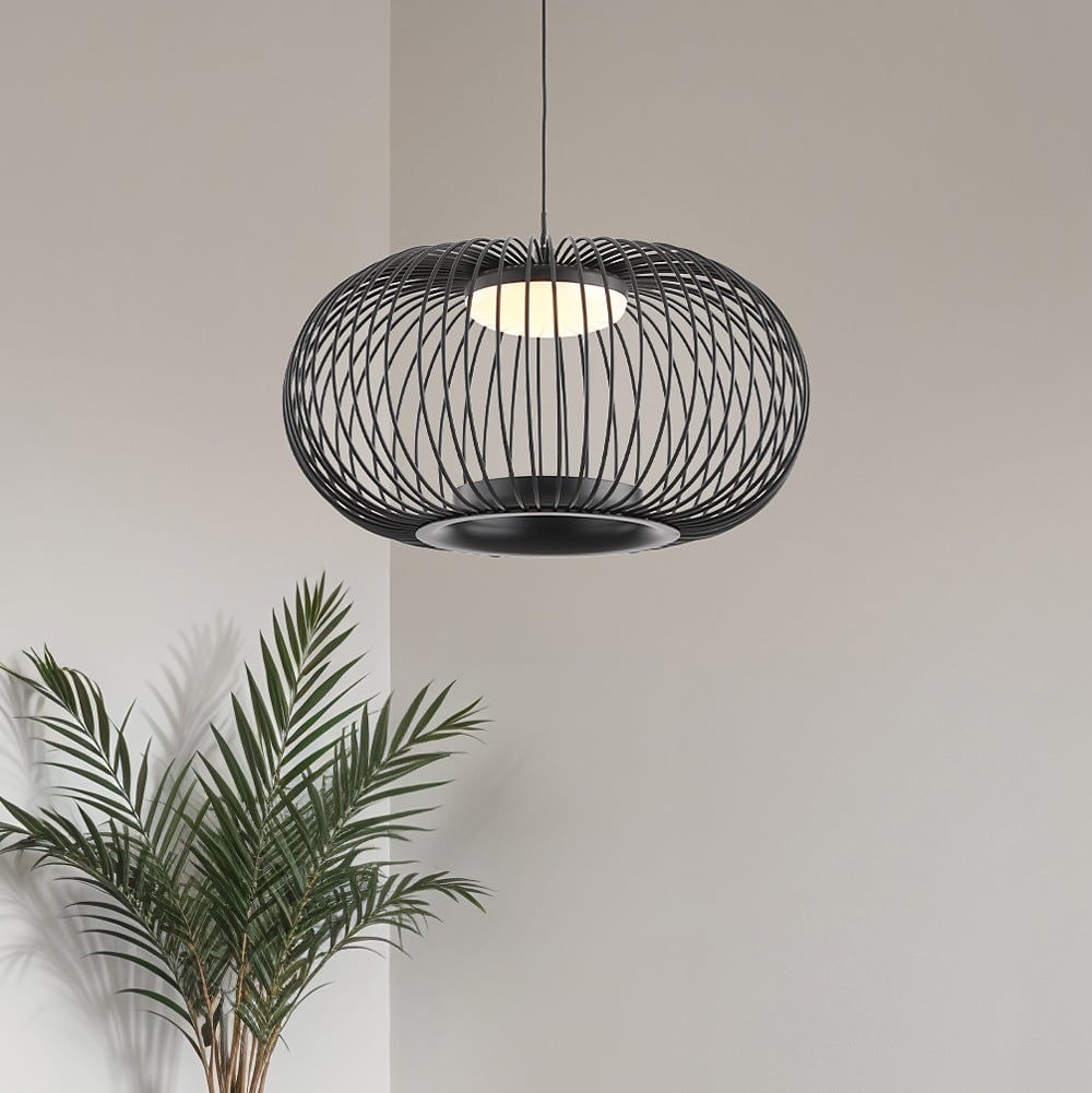 Solna Openwork Cage Pendant Light — Dimmable, Black