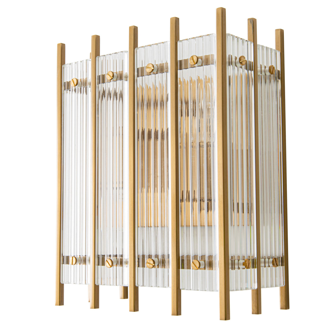 Leoni Ribbed Wall Lamp — Antique Brass, Glass detail