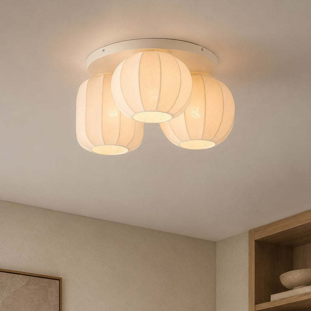 Beige detail on Hana Fabric Ceiling Light — Beige, 3 Lights