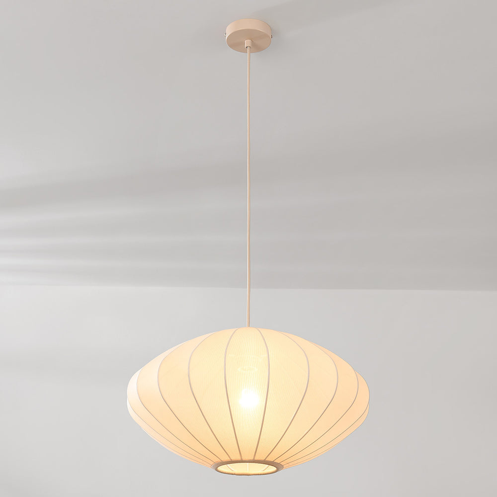 Nell Fabric Drum Pendant Light — Beige, 48 cm after dark