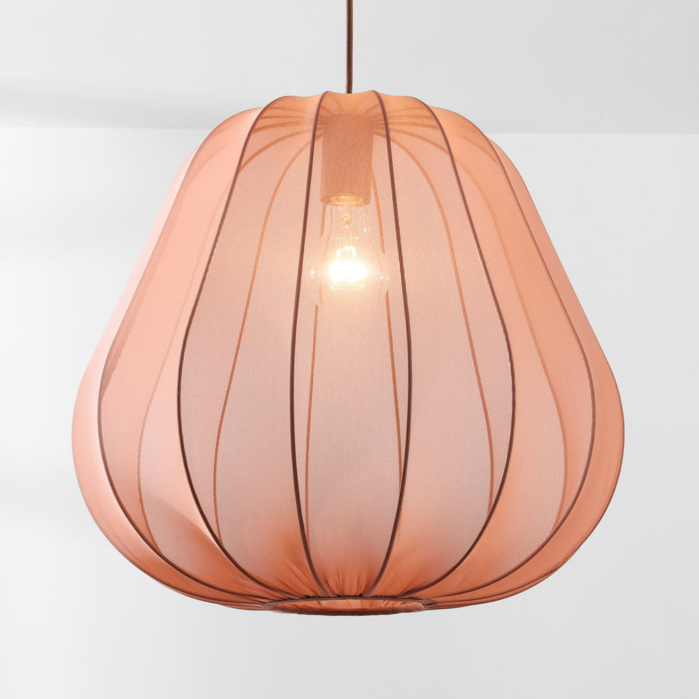 Piera Fabric Pendant Light — Terracotta Pink, 45 cm in a room