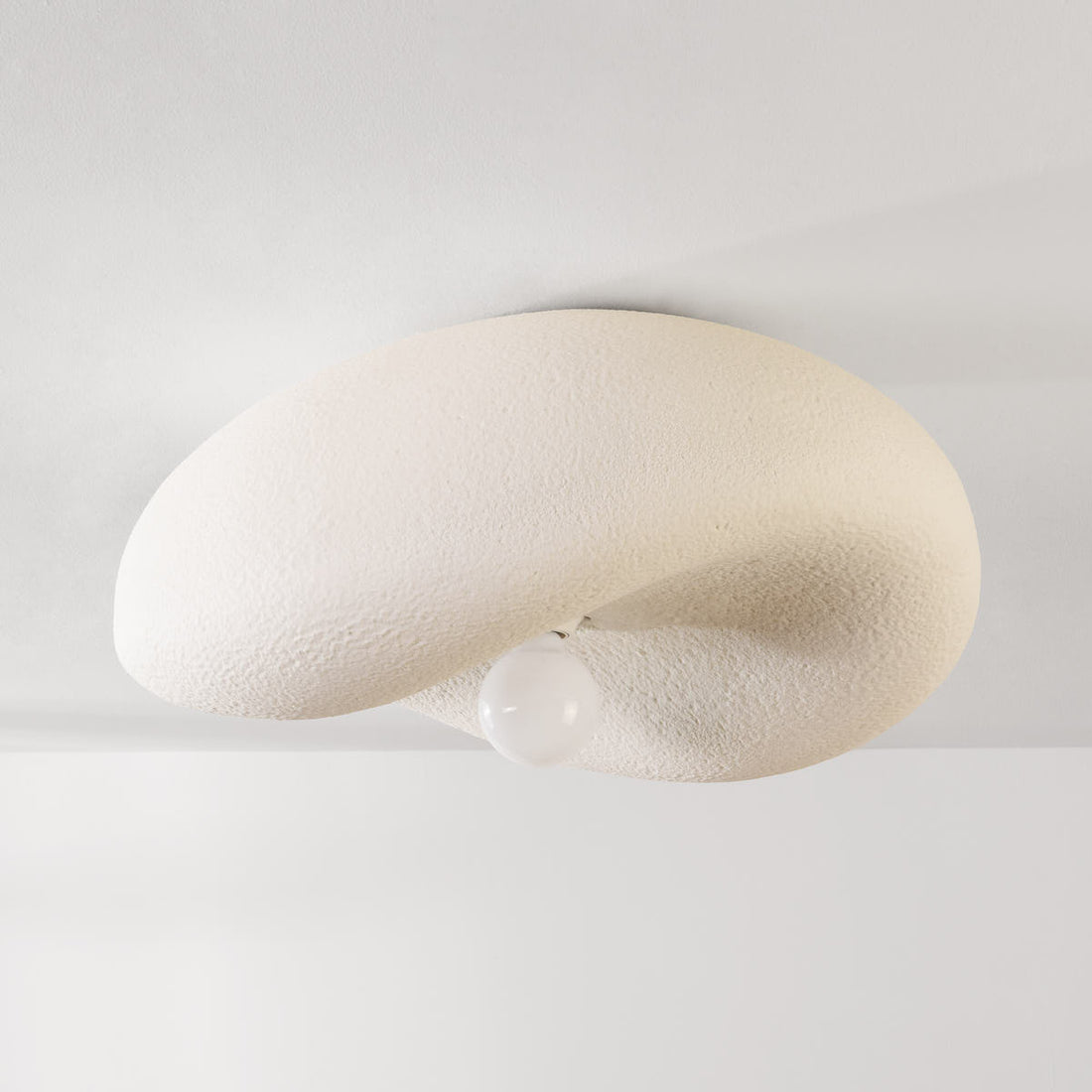 Washi Stone-Effect Flush Ceiling Light — White, 60 cm detail