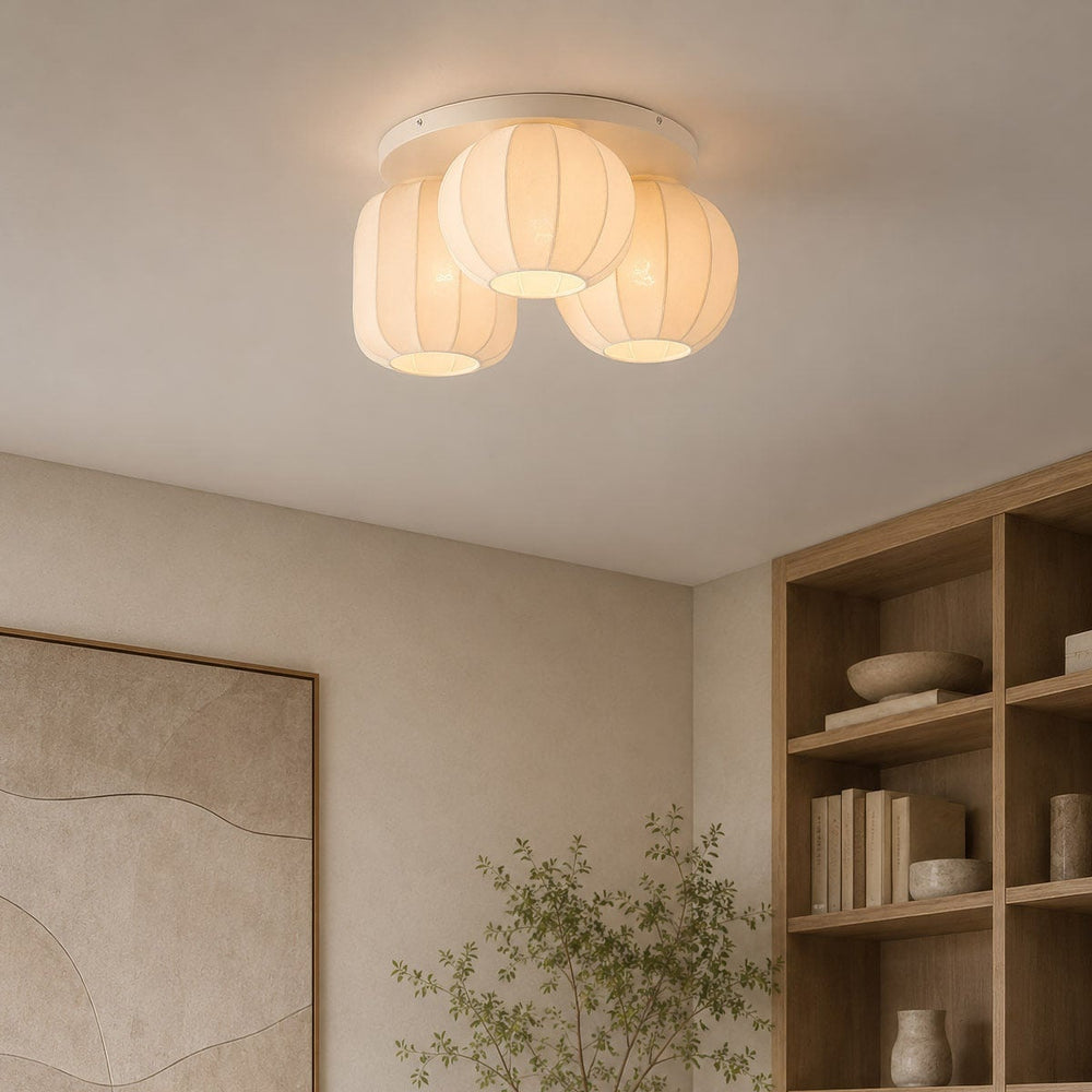 Hana Fabric Ceiling Light — Beige, 3 Lights in a room