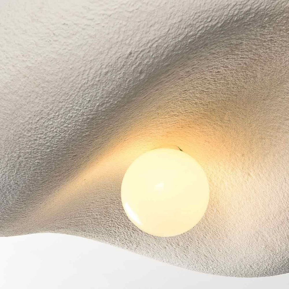Kaia Curved Stone-Effect Ceiling Light — White, 60 cm in a room