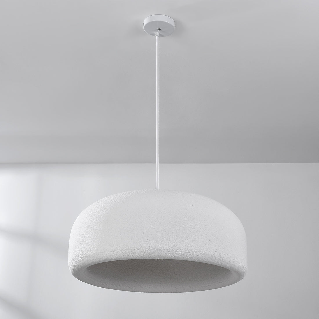 Shiro Round Disc Pendant Light — White Stone Effect, 60 cm detail