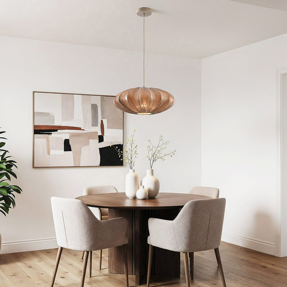 Bruna Fabric Pendant Light — Warm Brown, 45 cm in a room