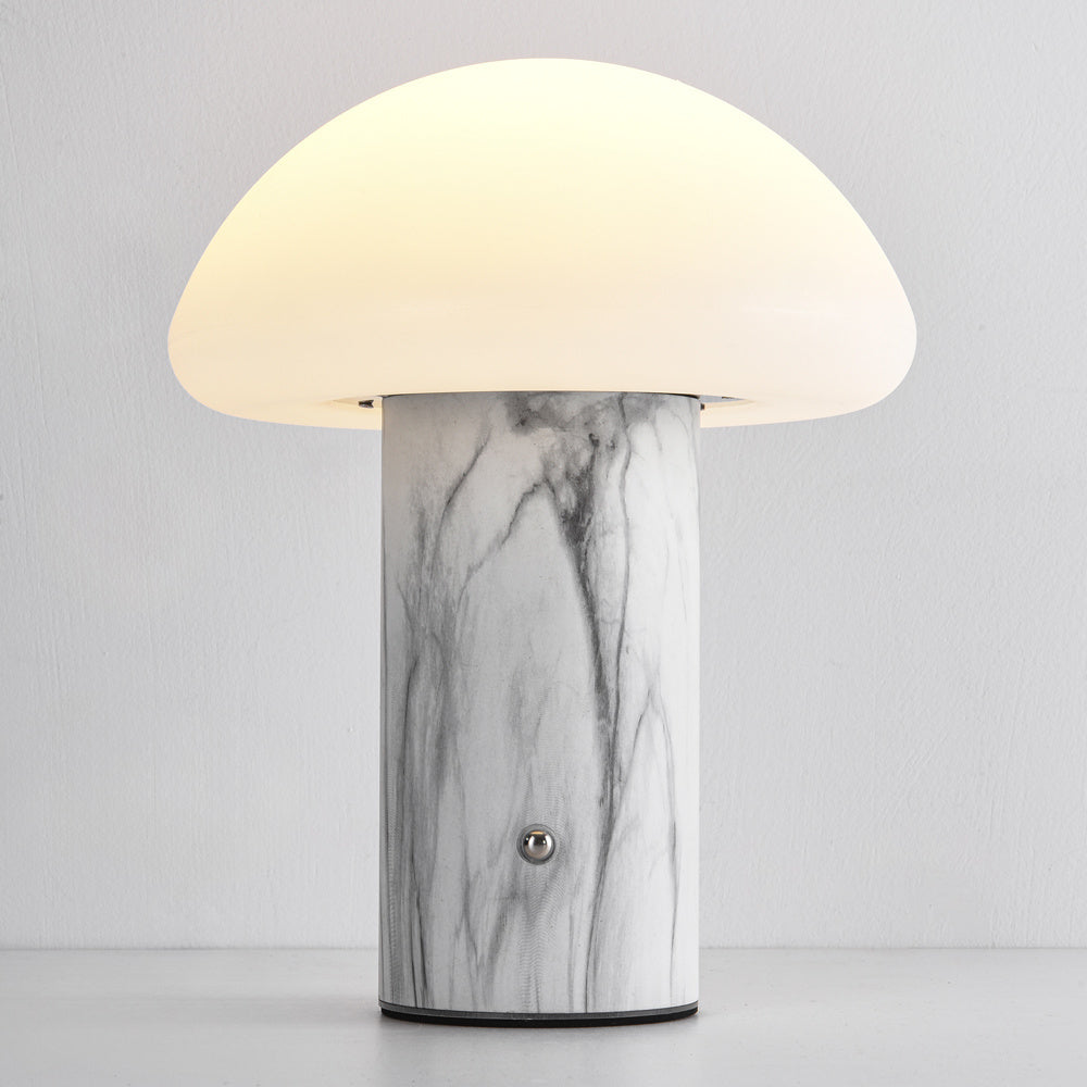 detail on Nila Rechargeable Mushroom Table Lamp — White, 24 cm