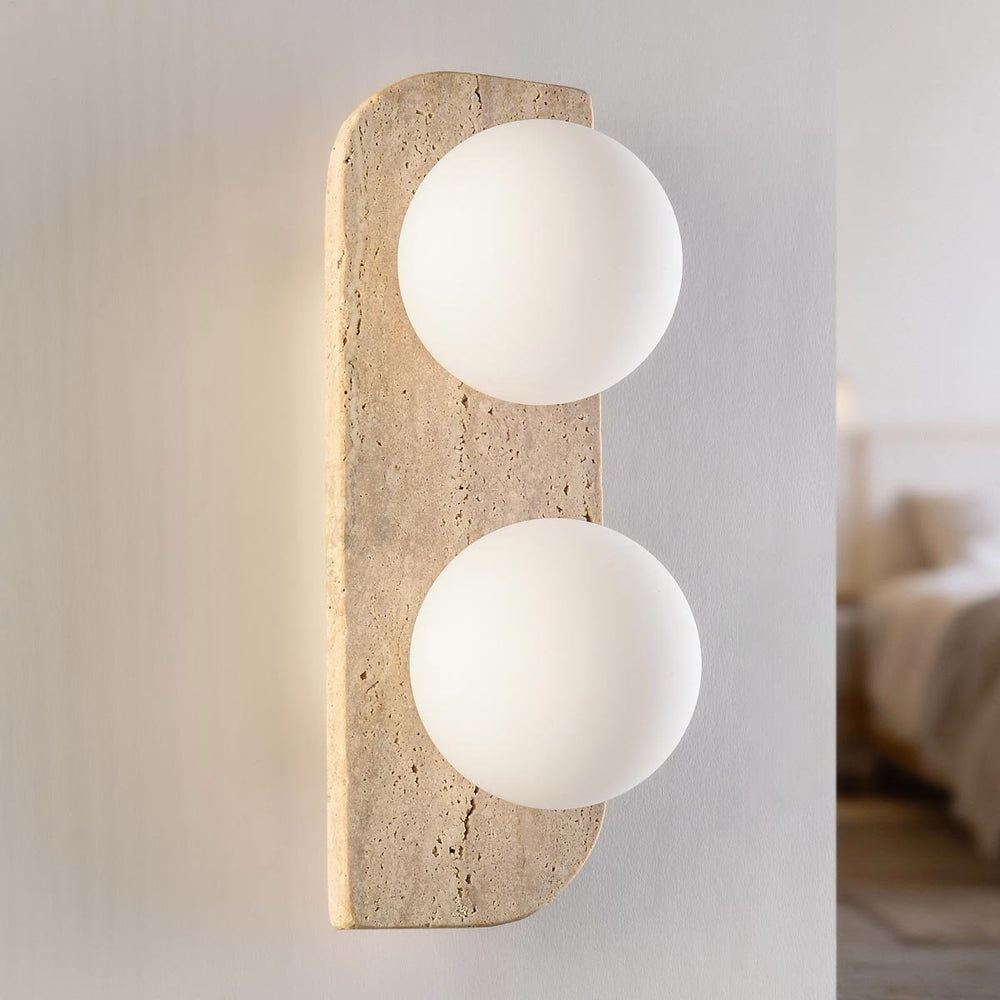 Orla Travertine Globe Wall Light — 2 Lights in a room