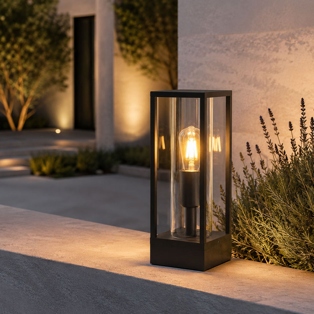 How Ted Box Outdoor Post Aluminium Lantern — Black lights a room