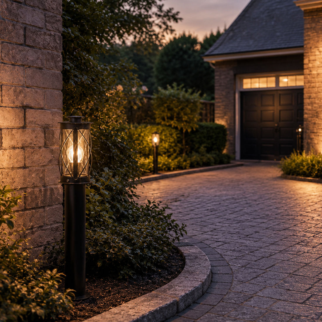How Lucia Rustic Bollard Post Light — Stainless Steel Black, 60cm lights a room