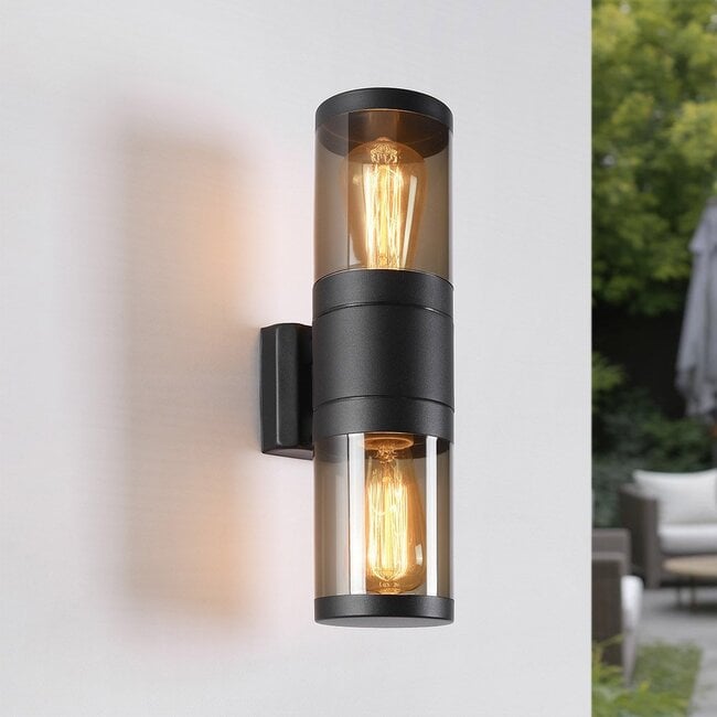 Rouen Round Doule Outdoor Wall Light — Stainless Steel, Black