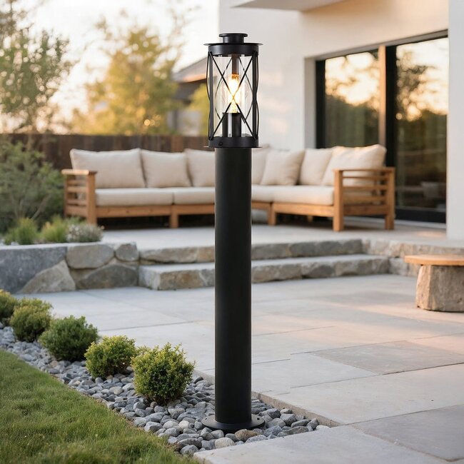 Lucia Rustic Bollard Post Light — Stainless Steel, Black 80cm