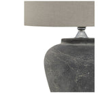 Close-up of handcrafted grey ceramic base on Amalfi table lamp