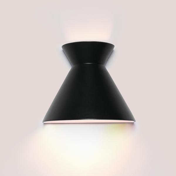 Kiro small black ceramic wall light casting light up and down
