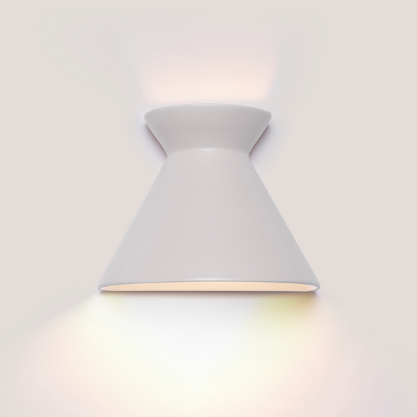 Kiro small pure white ceramic wall light casting light up and down