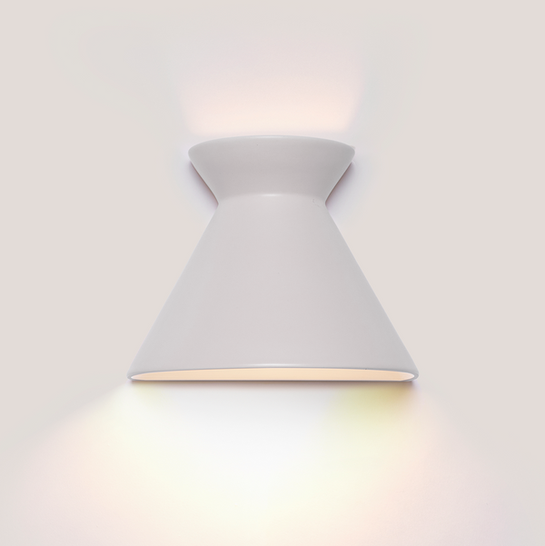 Kiro large pure white ceramic wall light casting light up and down