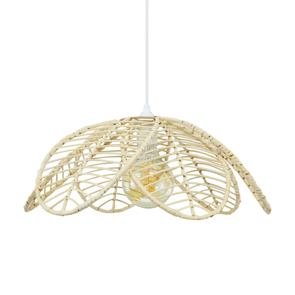 Ilys Rattan Petal Pendant Light — Natural Woven, 45cm
