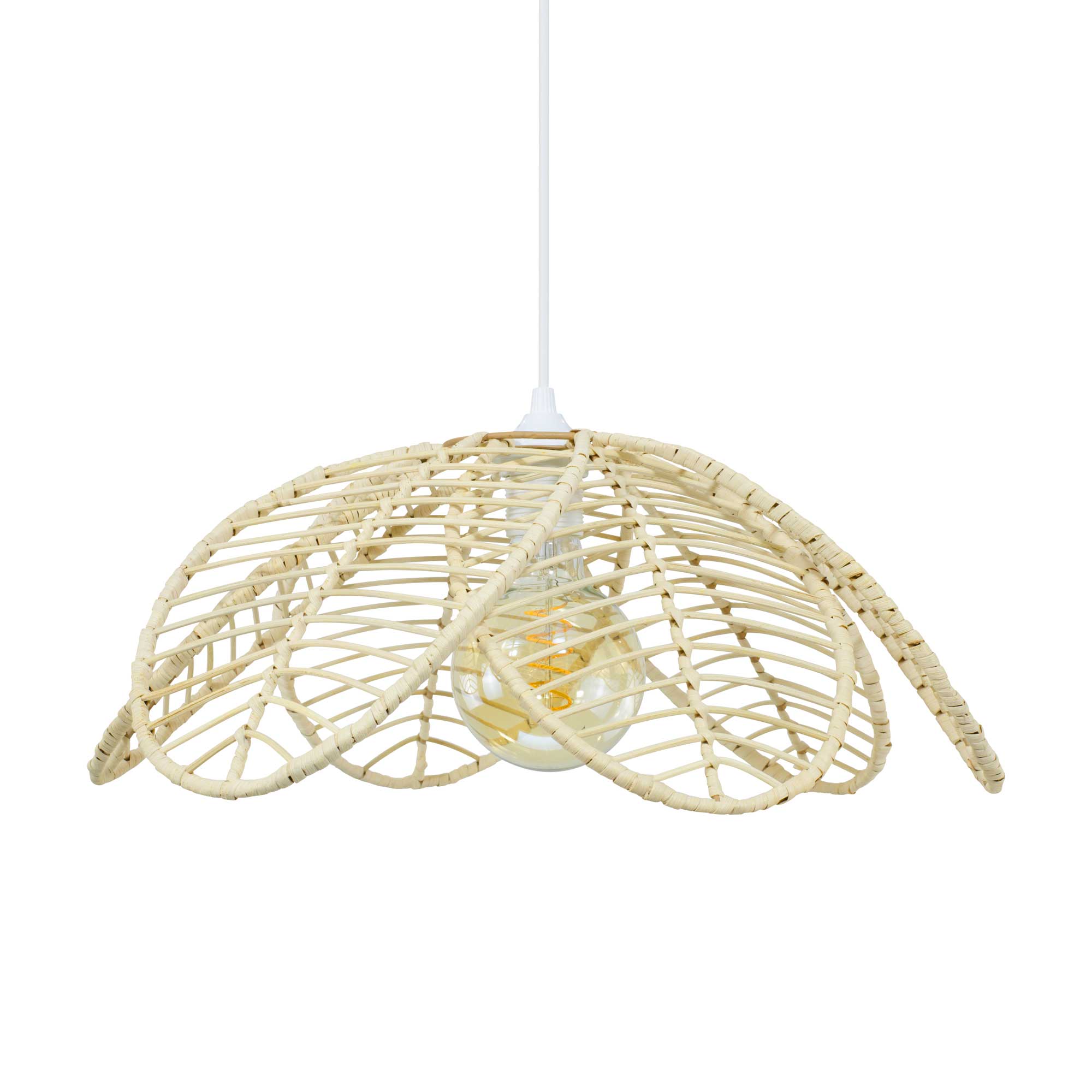Ilys Rattan Petal Pendant Light — Natural Woven, 45cm