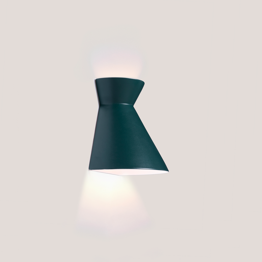 Kiro Ceramic Wall Light — Midnight Green, Small in a room