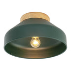 Oslo Semi-Flush Ceiling Light — Forest Green, Wood Base
