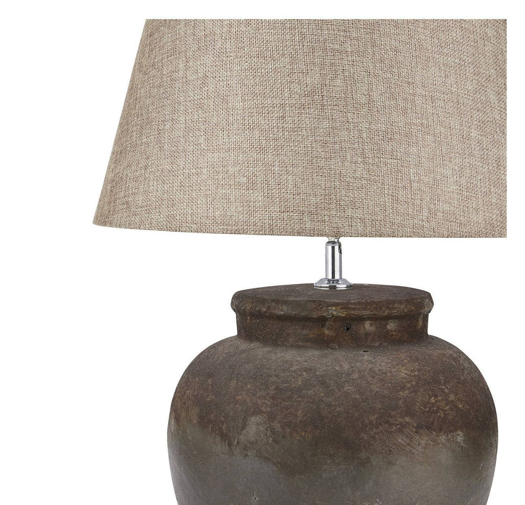 Close-up of hand-painted textured stone detail on Castello table lamp base