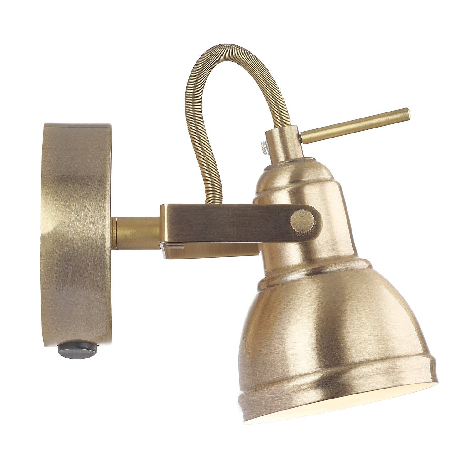 Harlow Industrial Wall Spot Light — Antique Brass, Switched